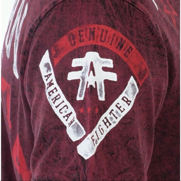 AMERICAN FIGHTER Cincinnati Burgundy Athletic Fit Mens Crewneck T-shirt L XL NWT - Picture 10 of 10